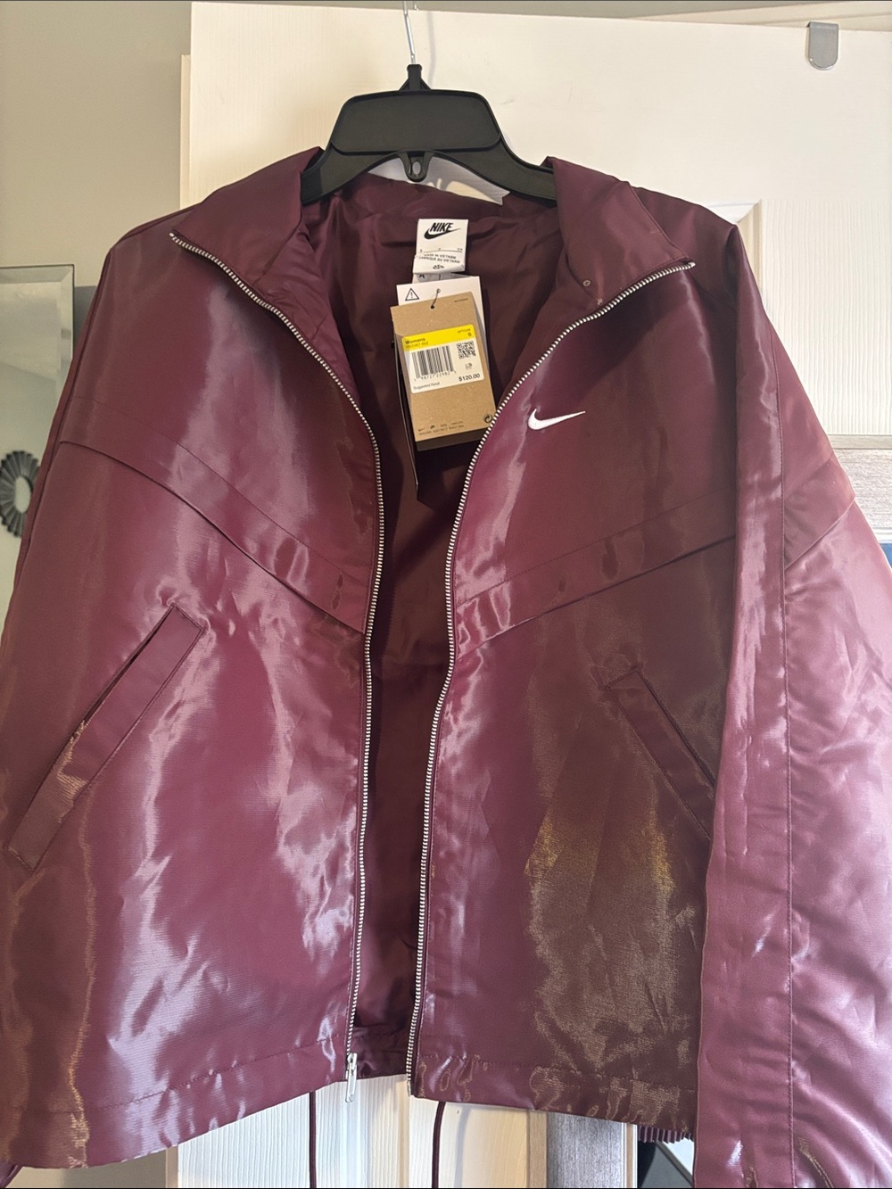 Nike Women's Maroon Hooded Windbreaker Jacket